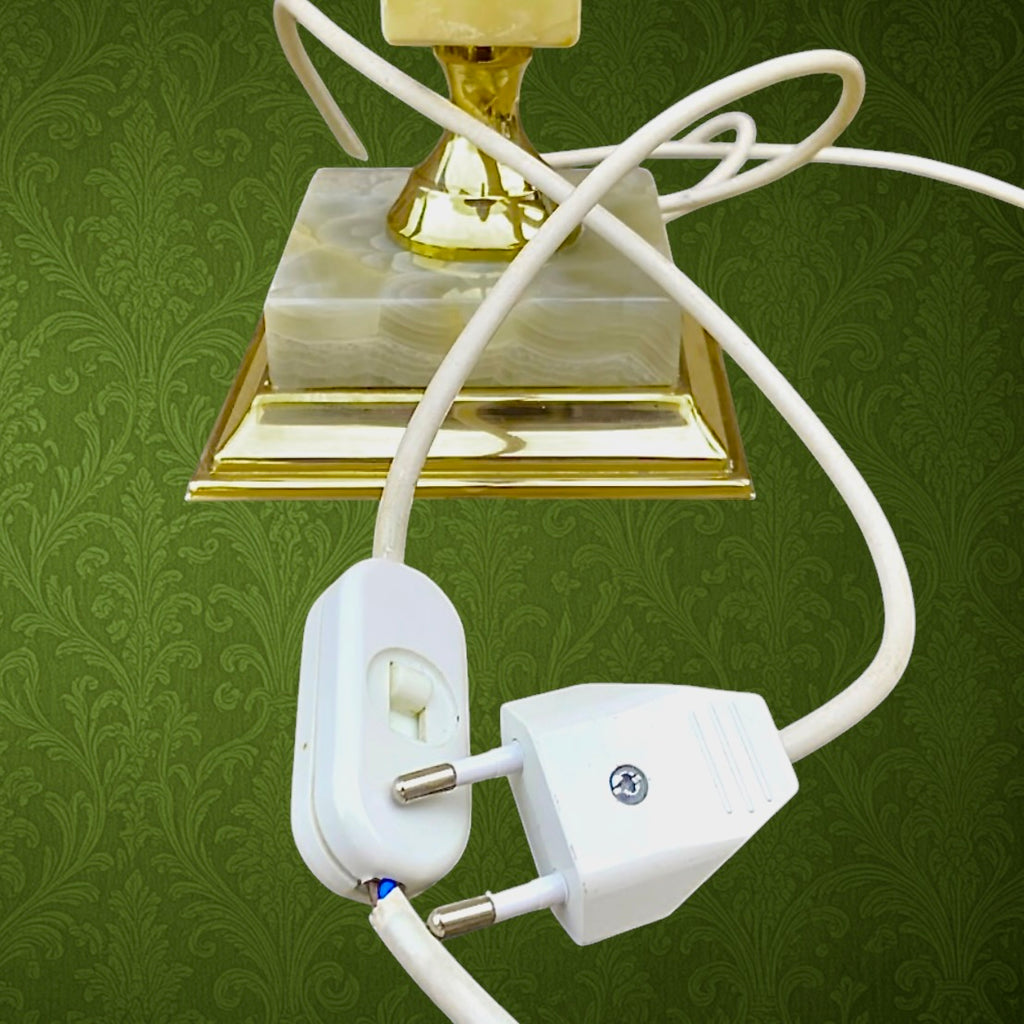 Pied De Lampe en Onyx Et Laiton Doré - Années 70