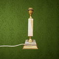 Pied De Lampe Ancien En Onyx Et Laiton Doré Années 70

