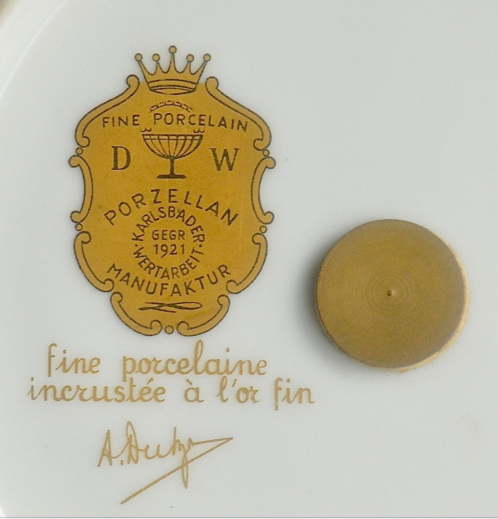 Présentoir à Mignardises en Porcelaine Dorée Karlsbader Bohême - Années 50