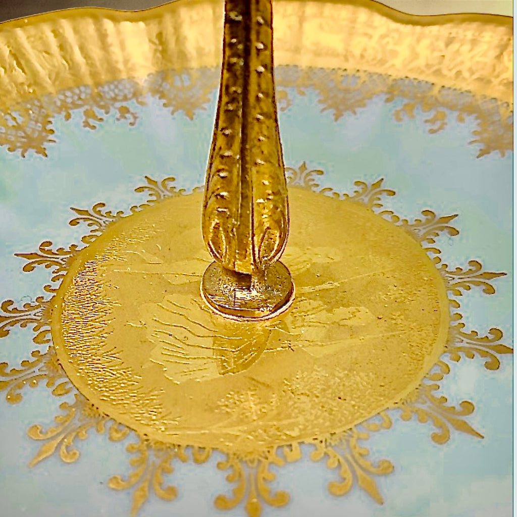 Présentoir à Mignardises en Porcelaine Dorée Karlsbader Bohême - Années 50