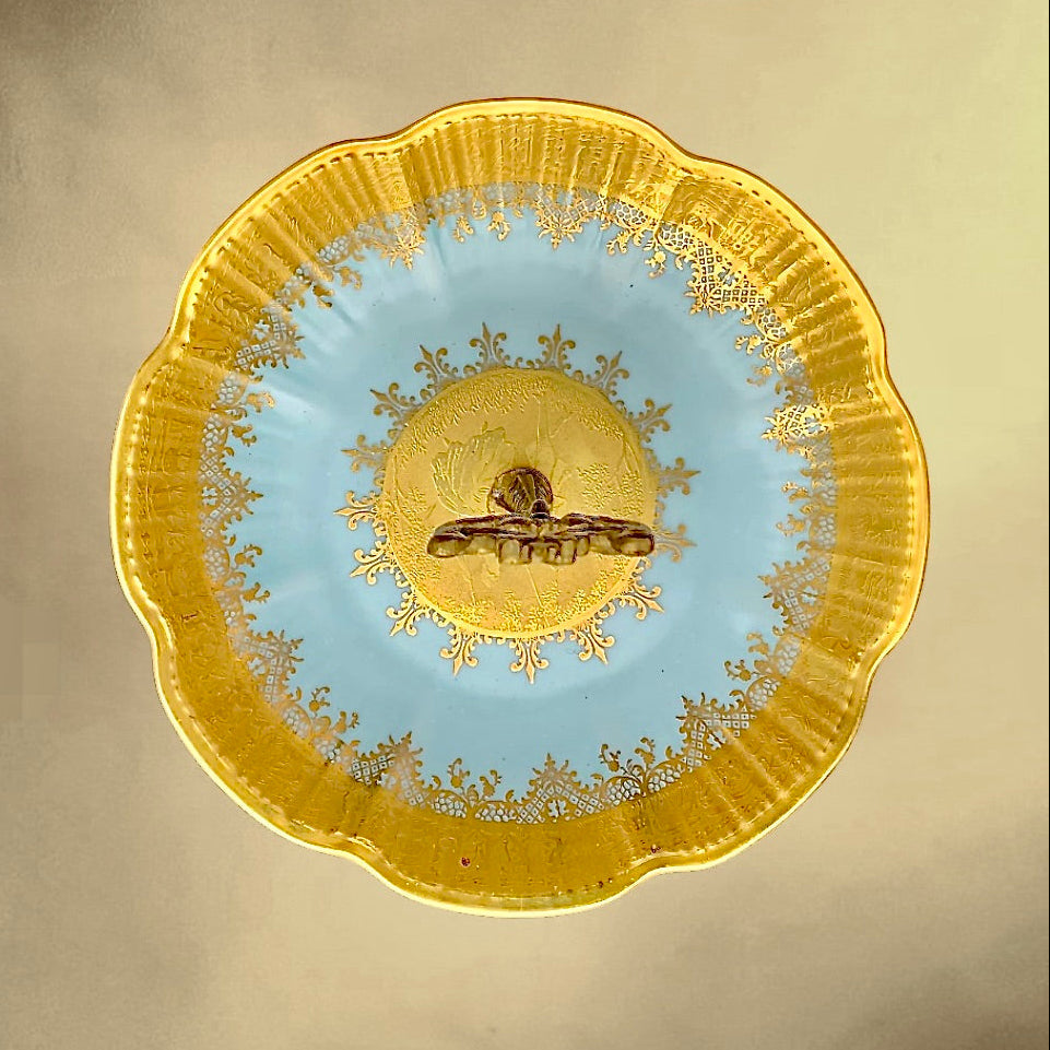 Présentoir à Mignardises en Porcelaine Dorée Karlsbader Bohême - Années 50