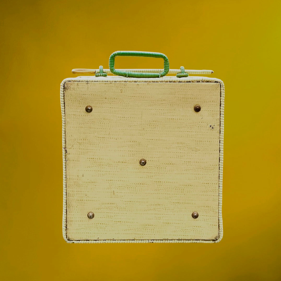 Panier De Pique-Nique Vintage Scoubidou Vert et Blanc - Années 60