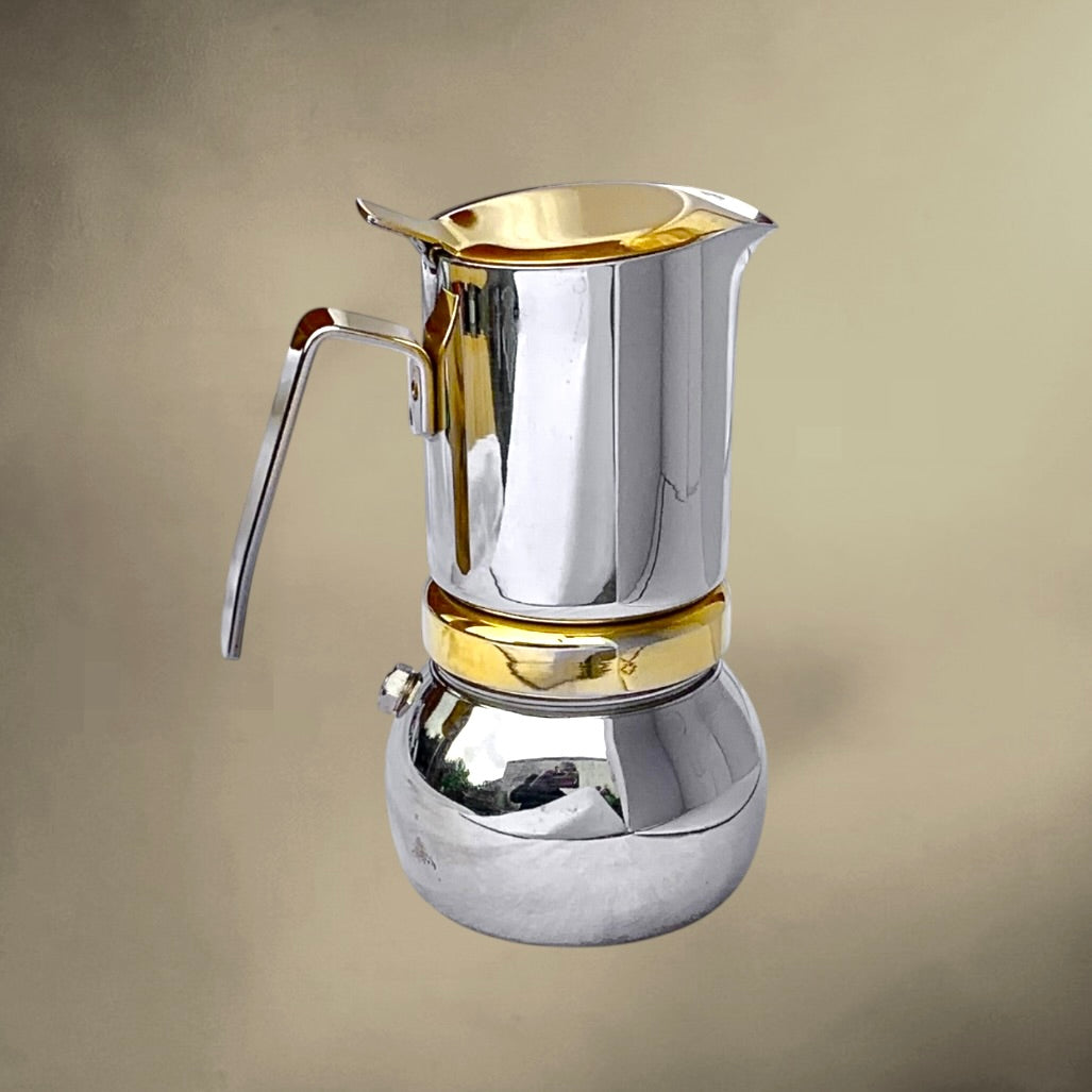 Ancienne Cafetière Italienne Stella 2 Tasses Inox Doré - Made in Italy
