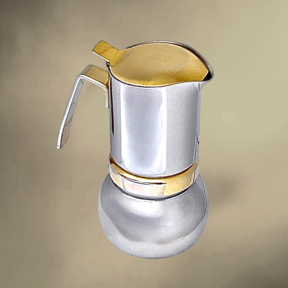 Ancienne Cafetière Italienne Stella 2 Tasses Inox Doré - Made in Italy