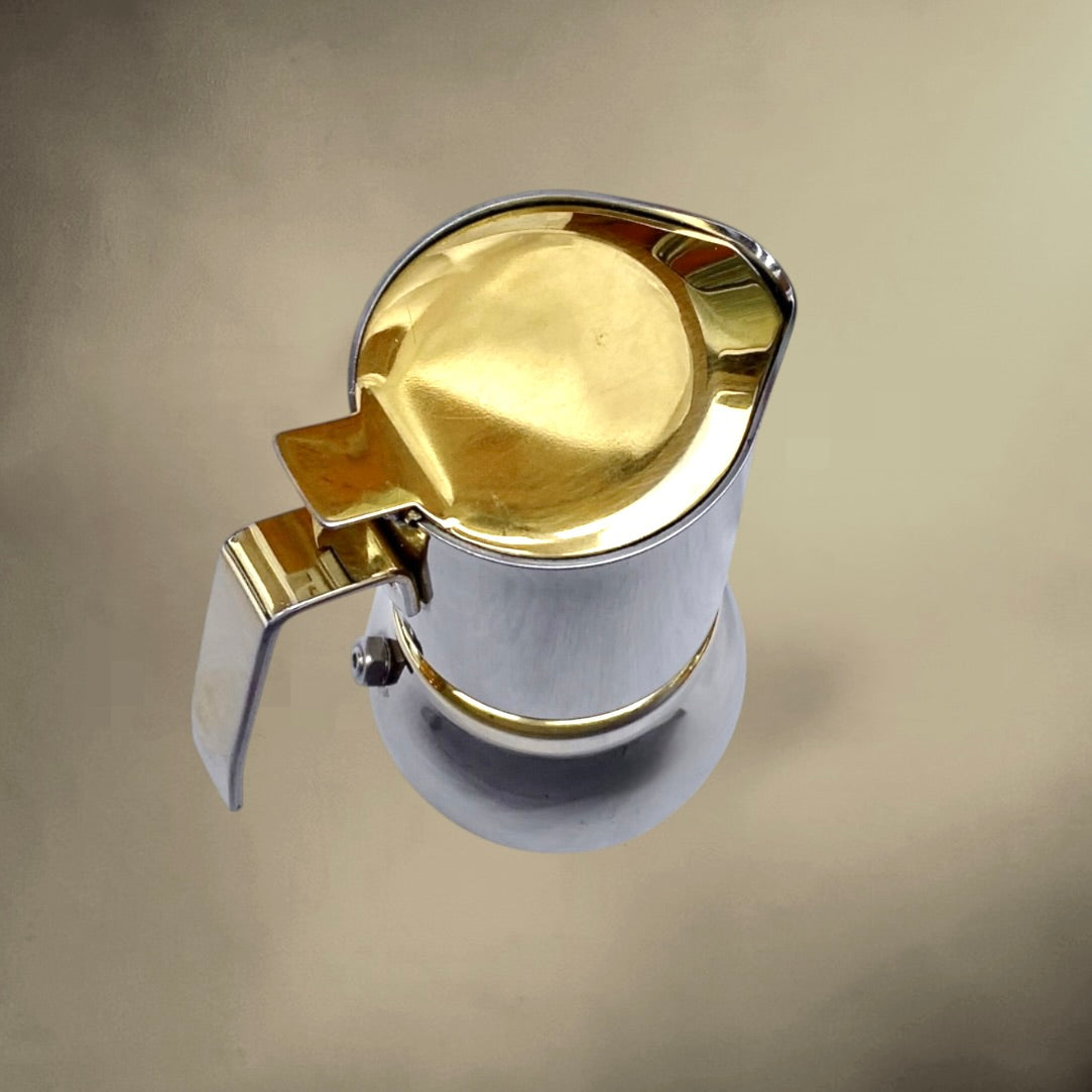 Ancienne Cafetière Italienne Stella 2 Tasses Inox Doré - Made in Italy