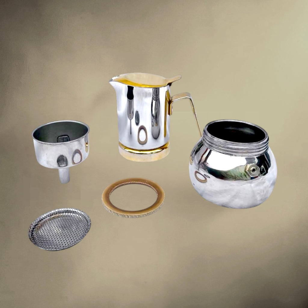 Ancienne Cafetière Italienne Stella 2 Tasses Inox Doré - Made in Italy