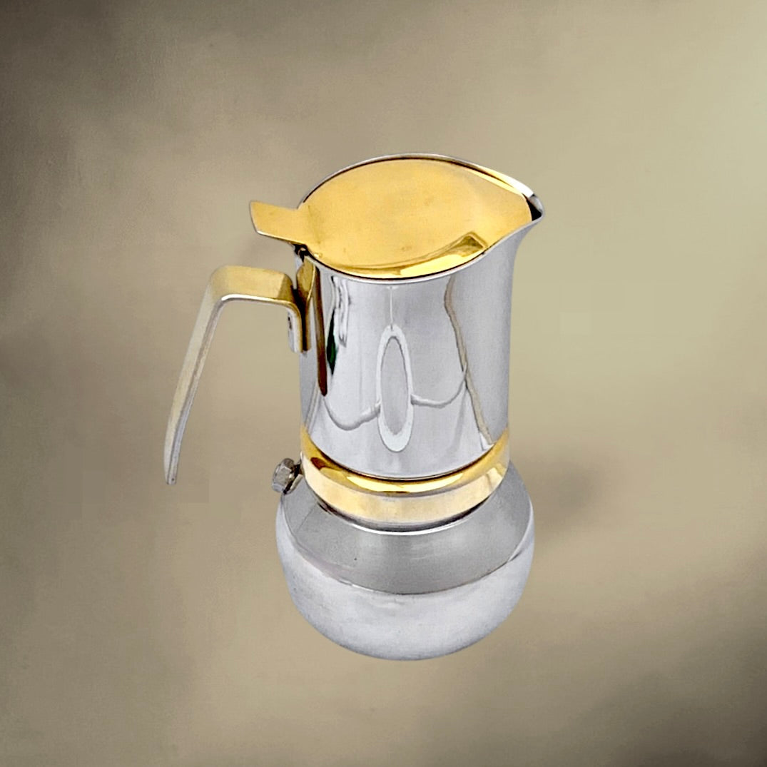 Ancienne Cafetière Italienne Stella 2 Tasses Inox Doré - Made in Italy
