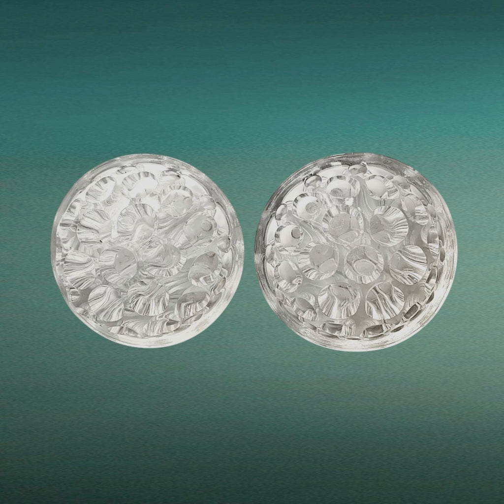Paire de Pique-Fleurs Vintage en Verre Sculpté - 19 trous - Années 70