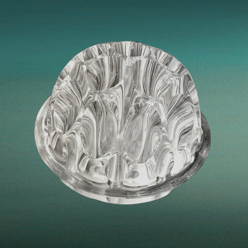 Paire de Pique-Fleurs Vintage en Verre Sculpté - 19 trous - Années 70