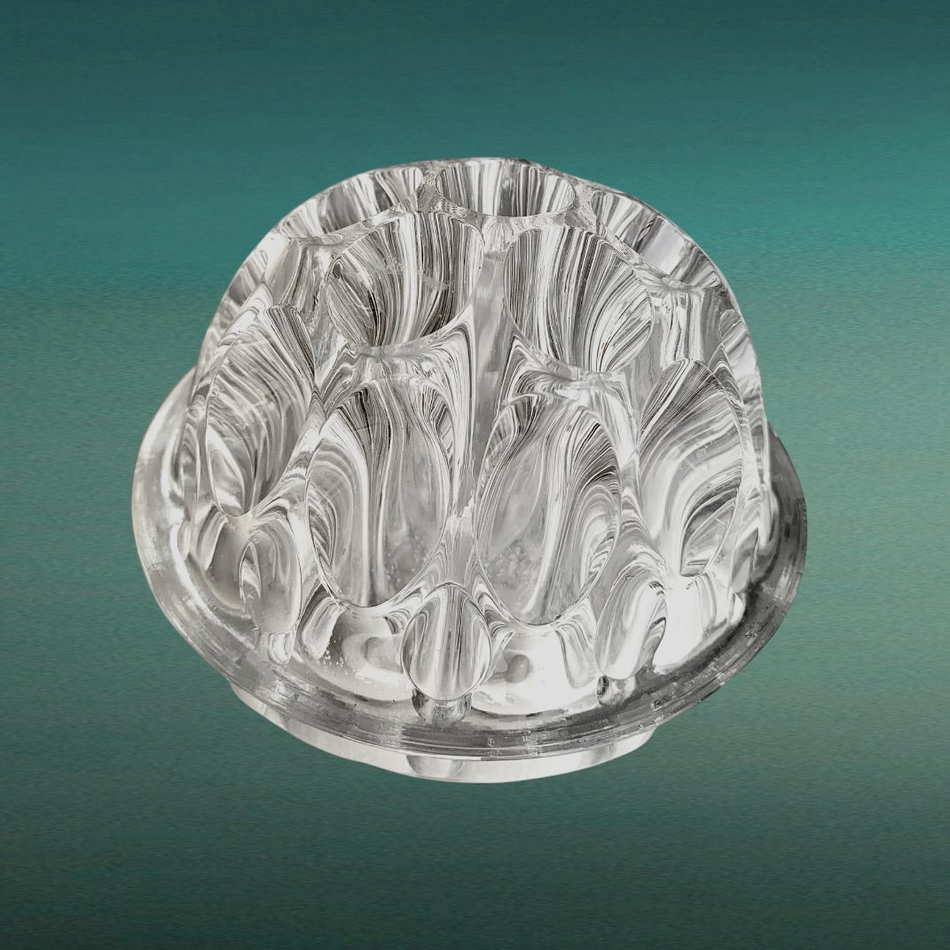 Paire de Pique-Fleurs Vintage en Verre Sculpté - 19 trous - Années 70