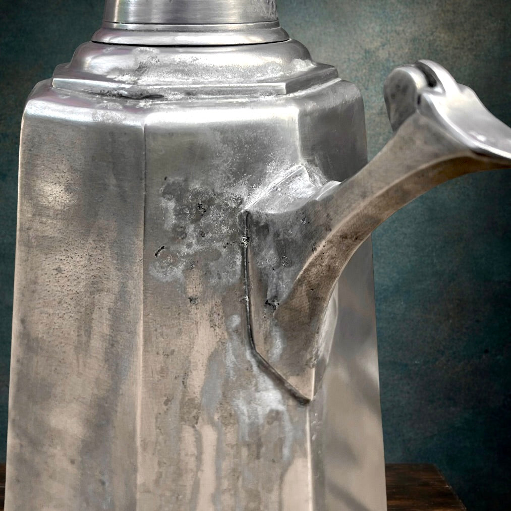 Ancien Pied de Lampe en Étain Prismenkanne Suisse Cruche à Vin Détournée XVIIIe XIXe Siècle