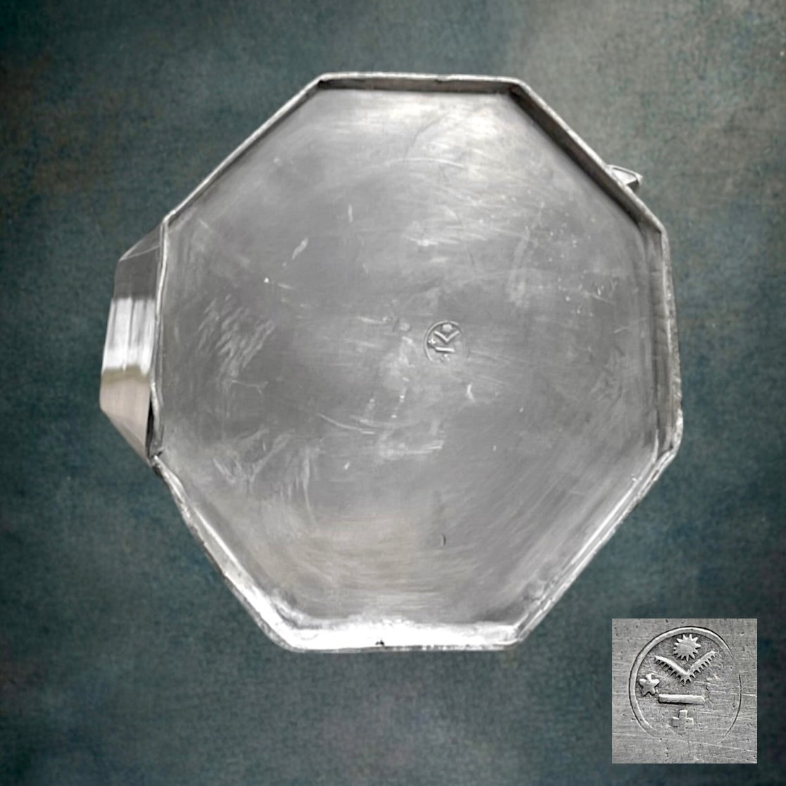 Ancien Pied de Lampe en Étain Prismenkanne Suisse Cruche à Vin Détournée XVIIIe XIXe Siècle