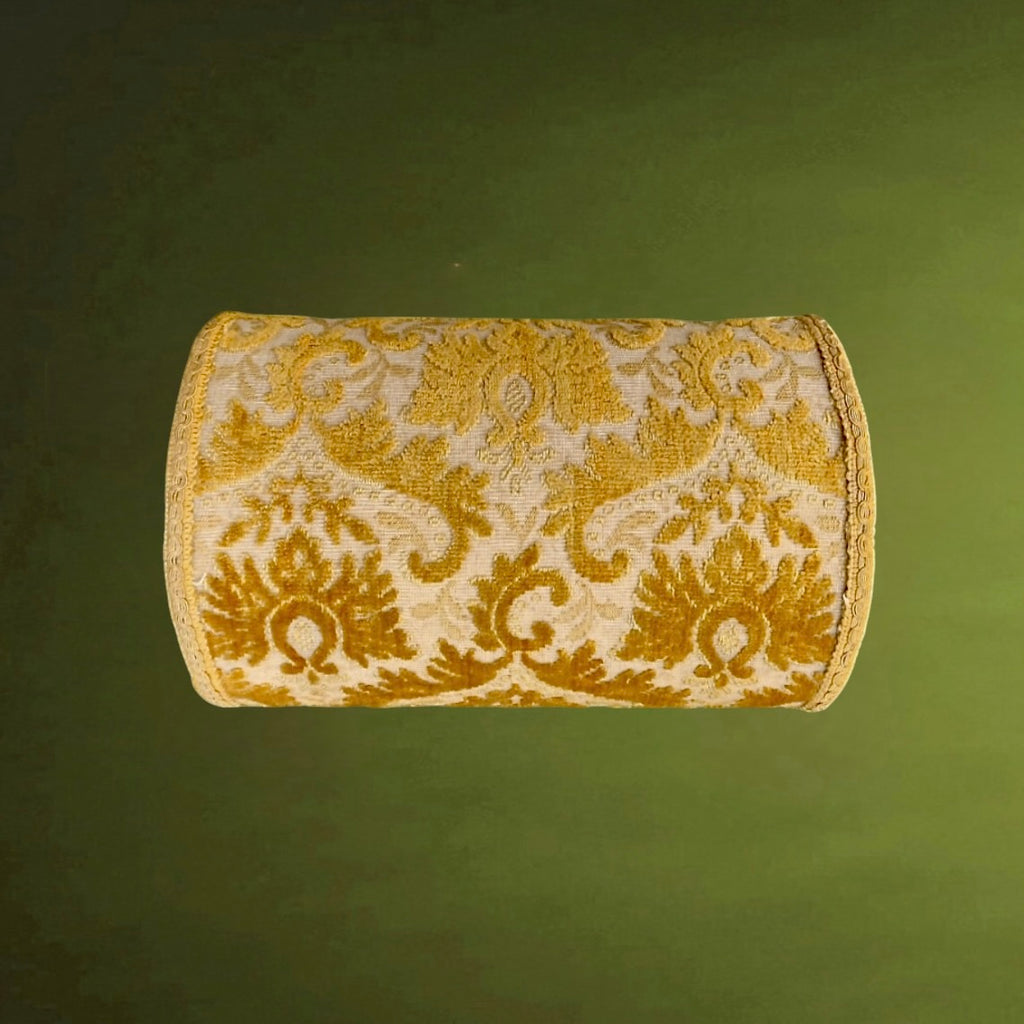 Petit Coffre Vintage en Bois Tapisserie Jaune Moutarde Couvercle Bombé Années 60