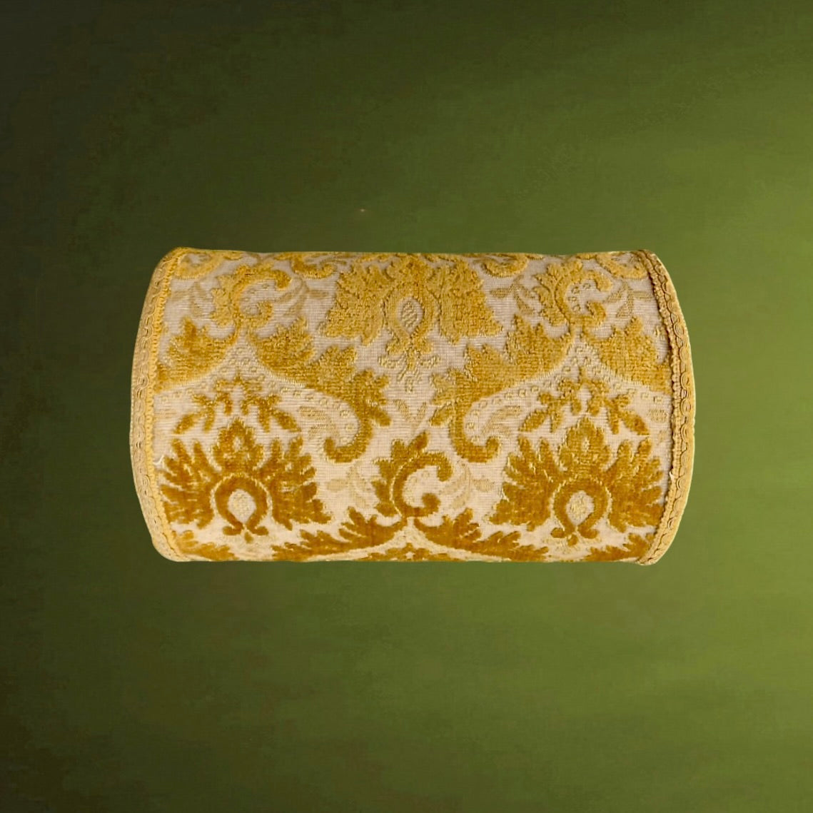 Petit Coffre Vintage en Bois Tapisserie Jaune Moutarde Couvercle Bombé Années 60