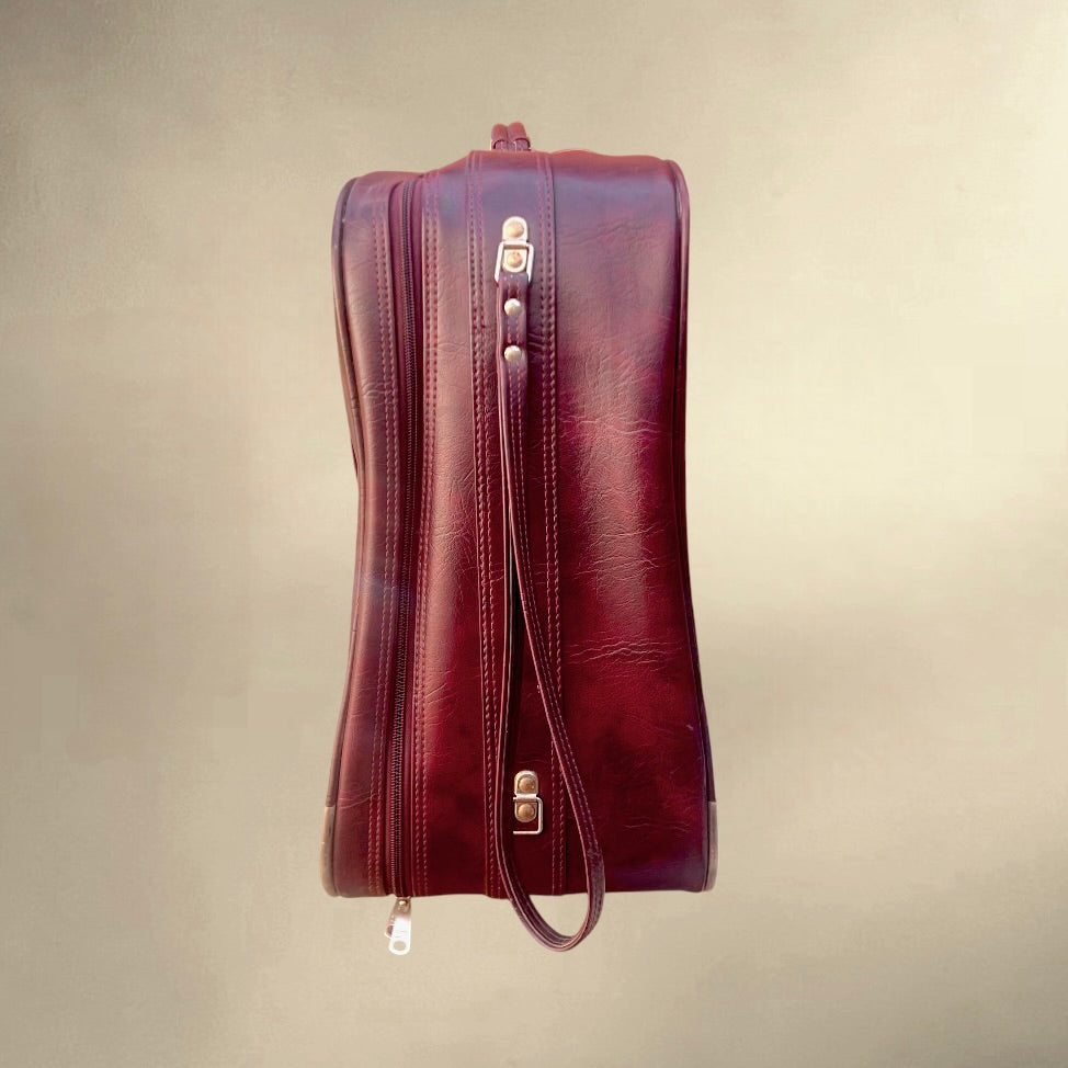 Ancienne Valise Samsonite sur Roulettes en Skaï Bordeaux Made in Belgium - Années 70