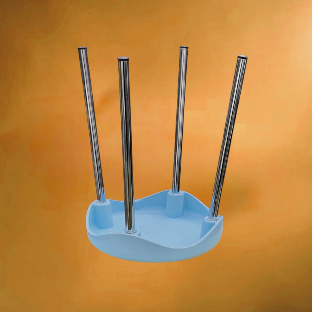 Tabouret Plastic Press en ABS Bleu à Décor Floral - Made in Italy - années 70