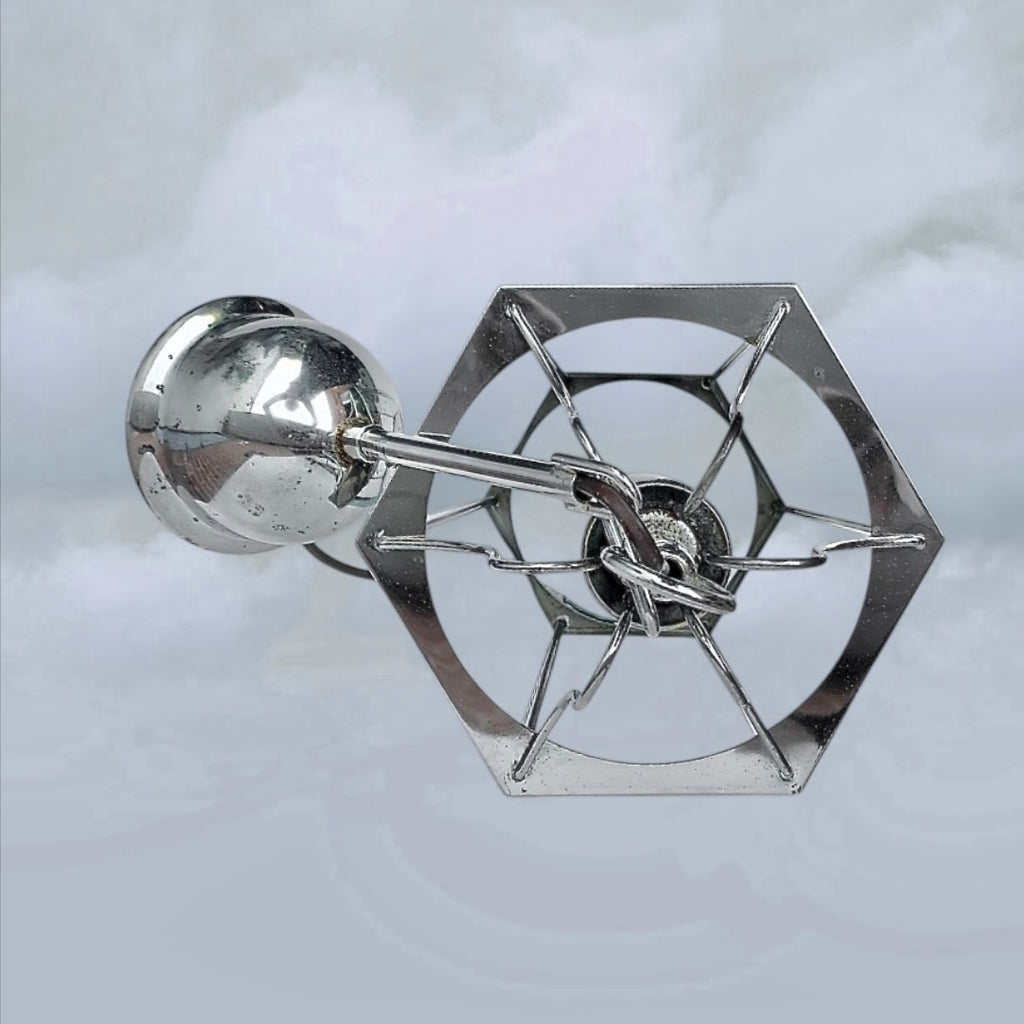 Ancienne Suspension Lanterne Massive Belgique Chrome Verre Hexagonale Années 80