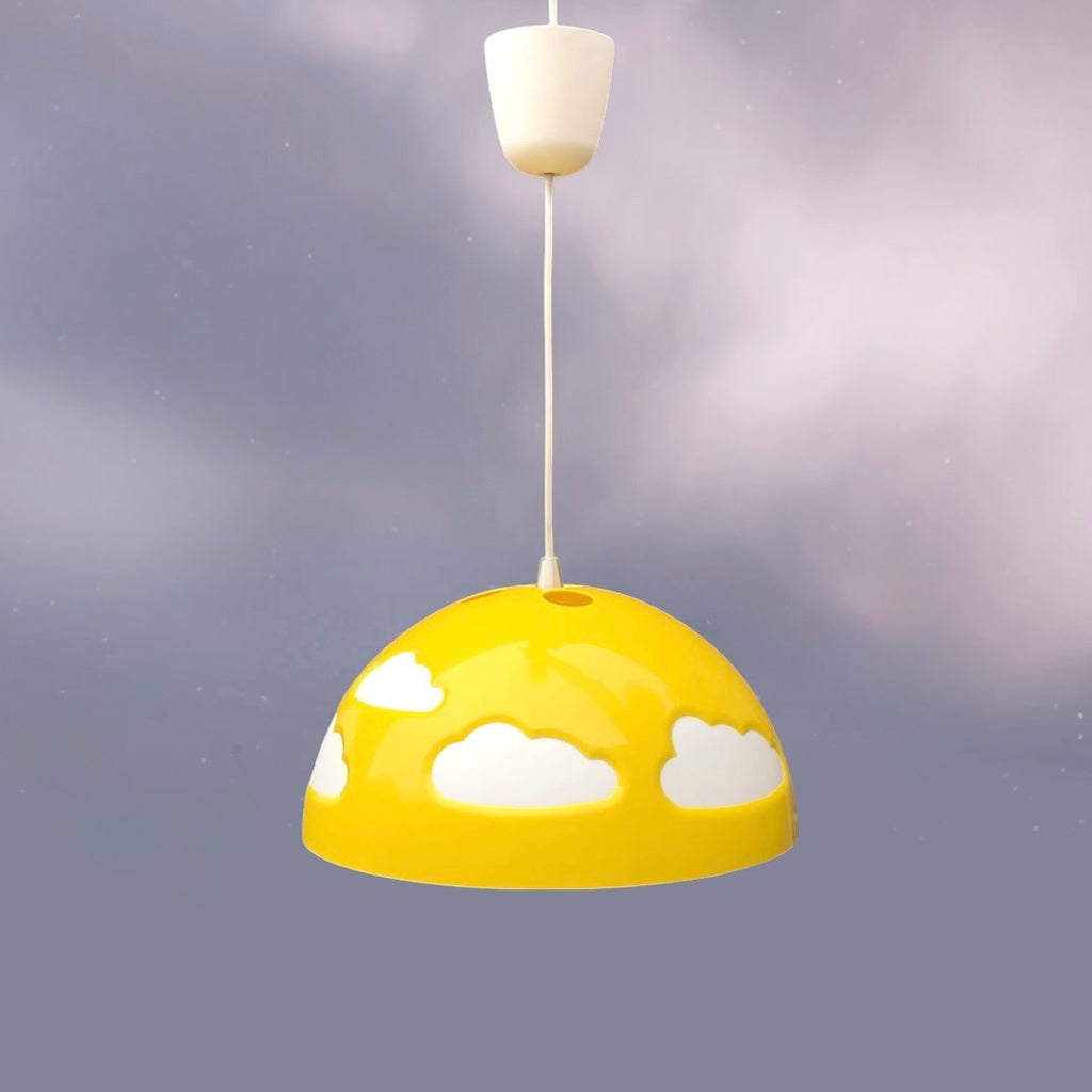 Suspension Ikea Henrik Preutz Jaune Motif Nuages Design Suédois Années 2000