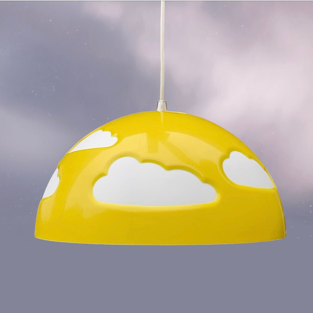 Suspension Ikea Henrik Preutz Jaune Motif Nuages Design Suédois Années 2000