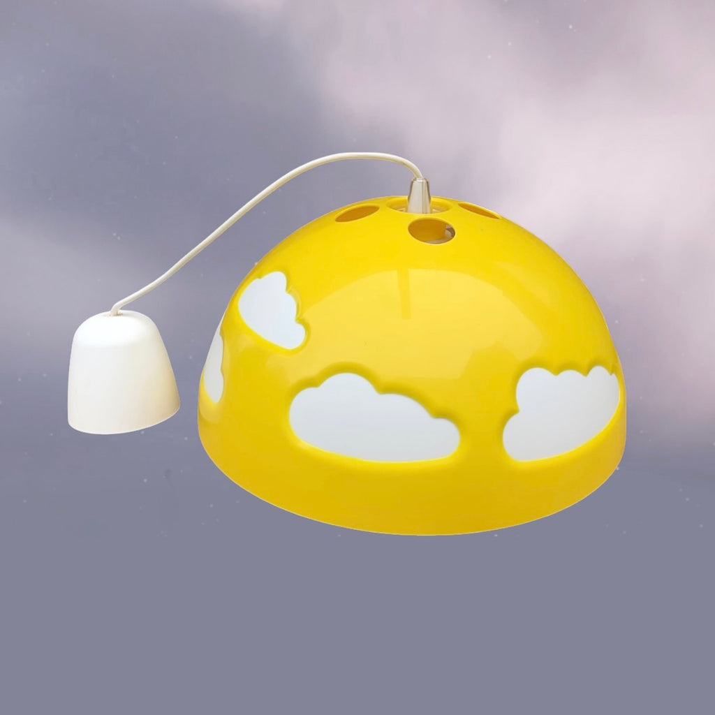 Suspension Ikea Henrik Preutz Jaune Motif Nuages Design Suédois Années 2000