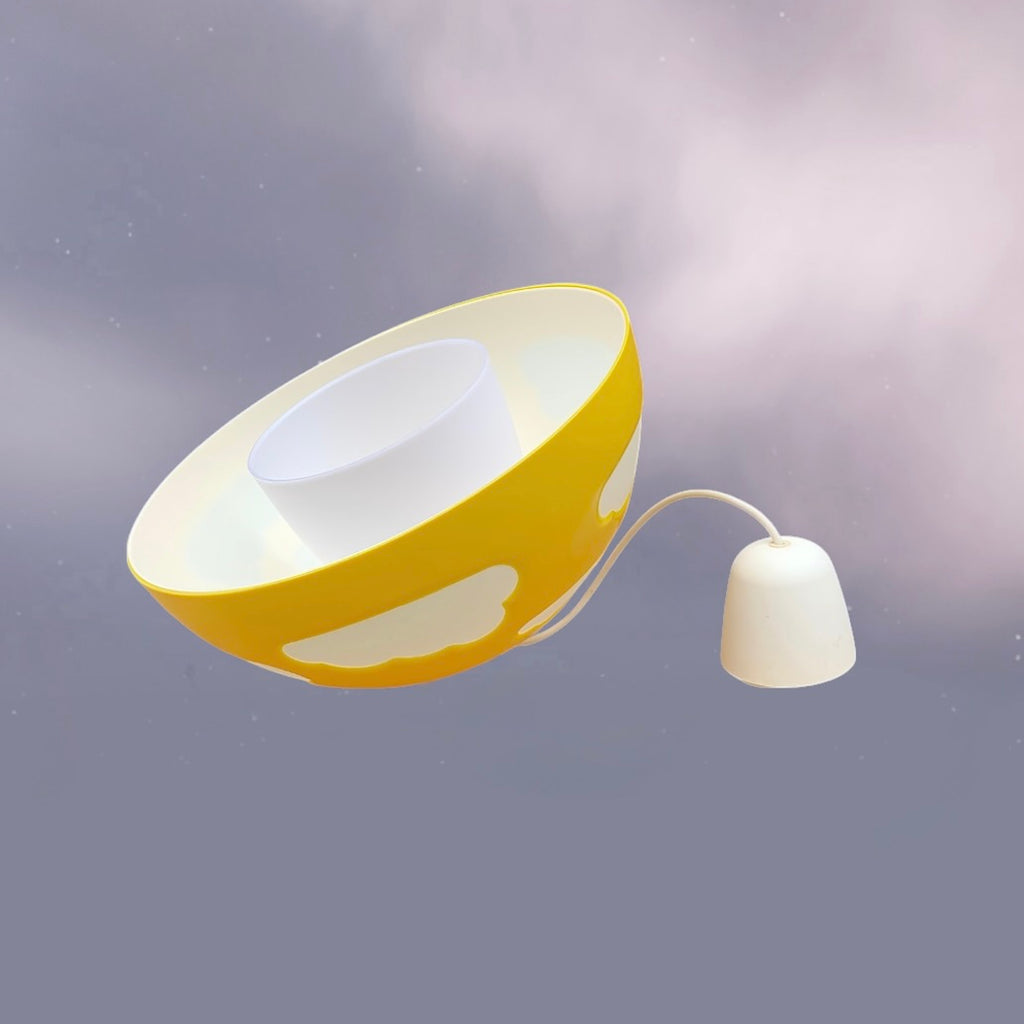 Suspension Ikea Henrik Preutz Jaune Motif Nuages Design Suédois Années 2000