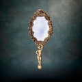 Miroir À Main Ange Résine Dorée Années 50
