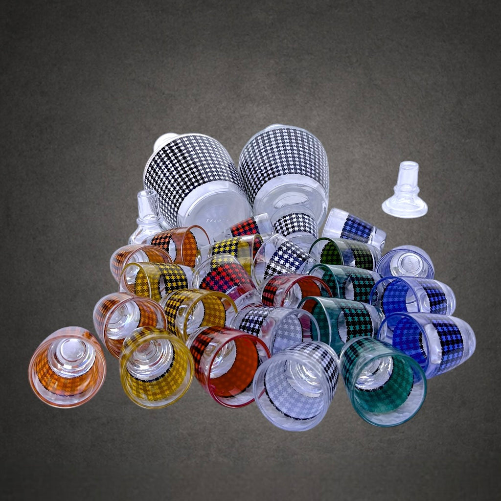 Service à Liqueur en Verre d’Arques - Pied De Poule - 2 Carafes et 24 Verres - Années 60