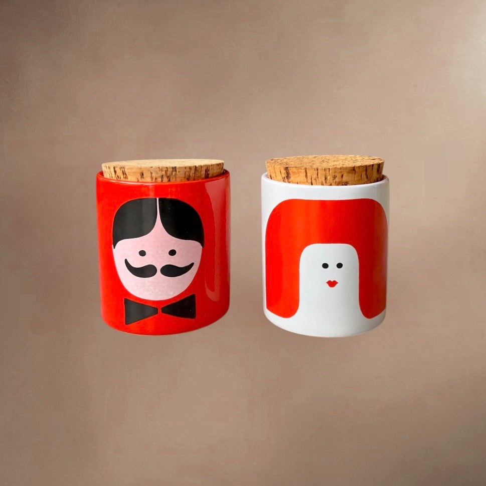 Duo pots Waechtersbach rouge et blanc liège