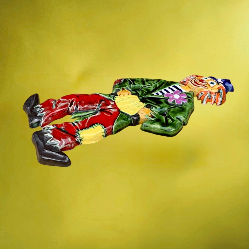 Plaque Murale Clown Amphora Signée Yann Céramique Polychrome Années 60 Belgique