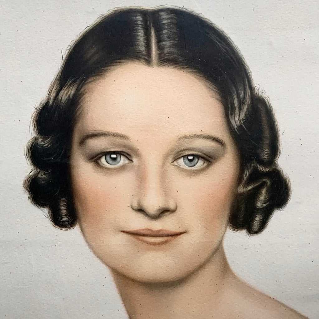 Portrait Ancien de la Reine Astrid de Belgique Cadre Argenté Sculpté Années 30