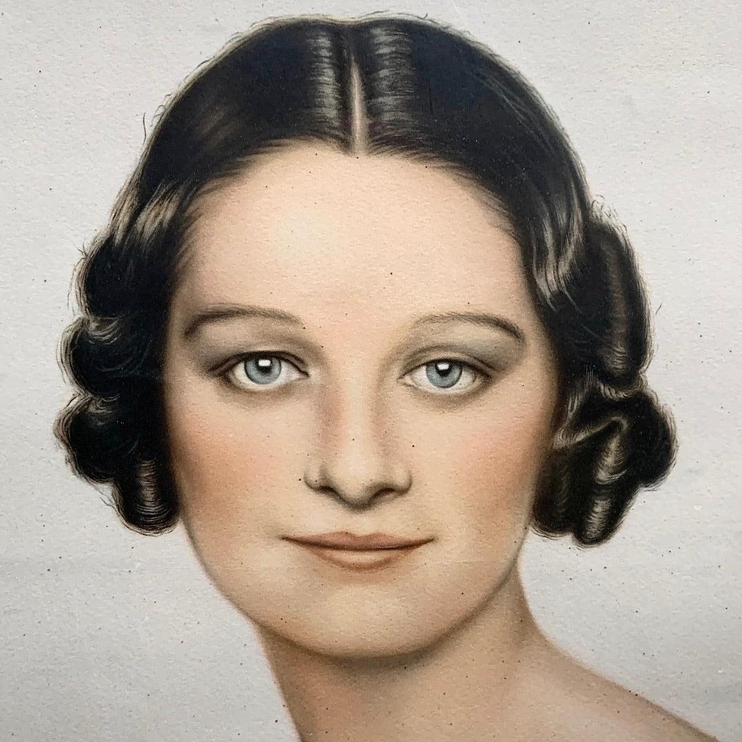 Portrait Ancien de la Reine Astrid de Belgique Cadre Argenté Sculpté Années 30