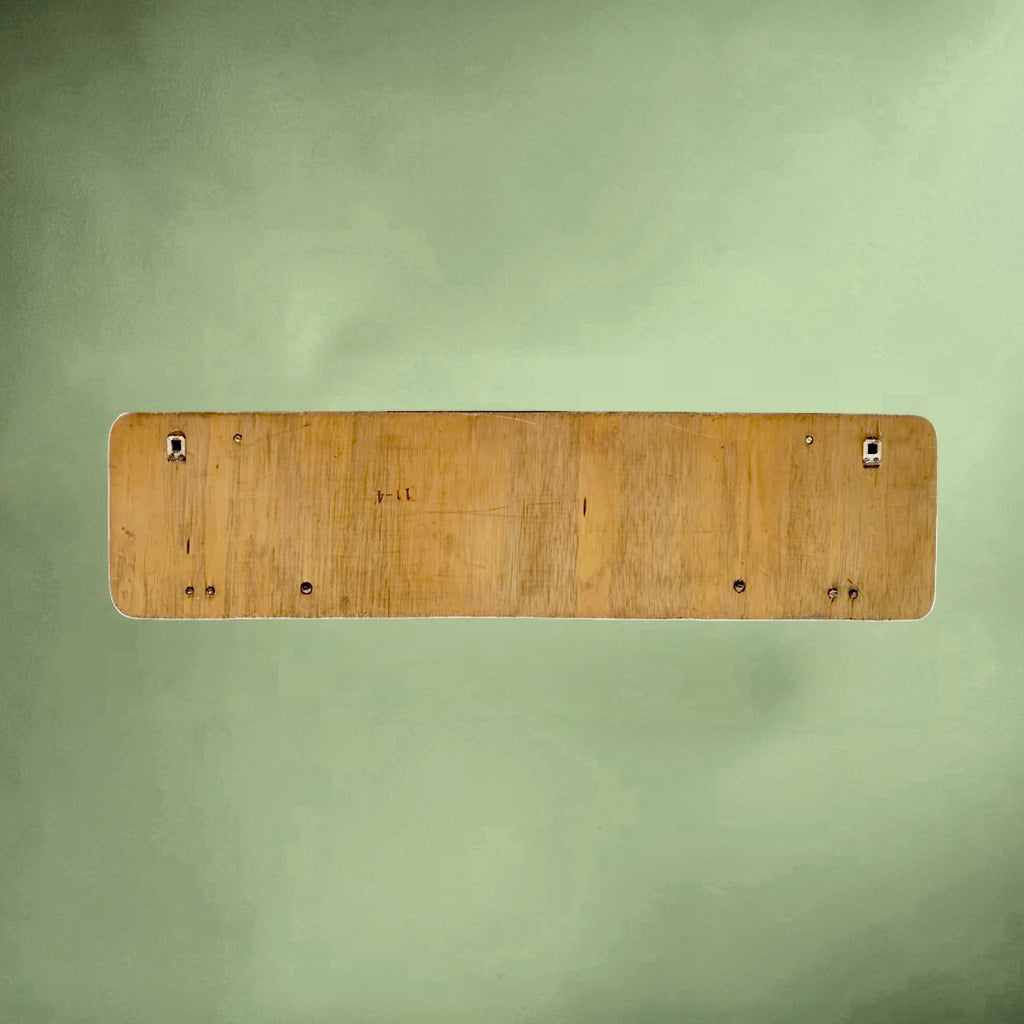 Portemanteau Mural en Bois et Métal Chromé Avec Miroir et Porte-Chapeaux - Années 50