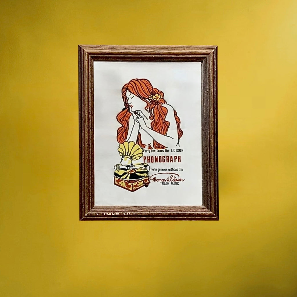 miroir-mural-edison-phonograph-publicitaire-bois-annees60
