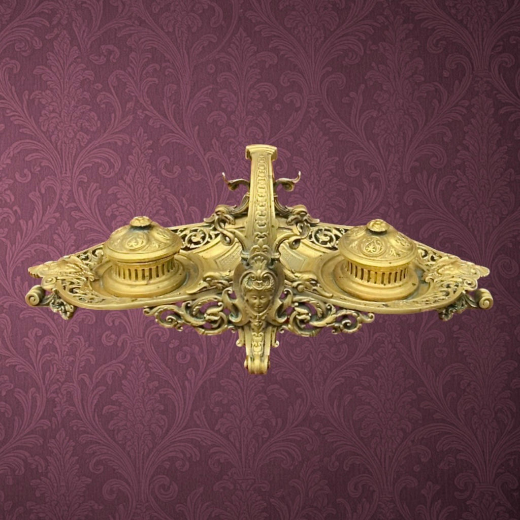 encrier-double-laiton-style-napoleonIII
