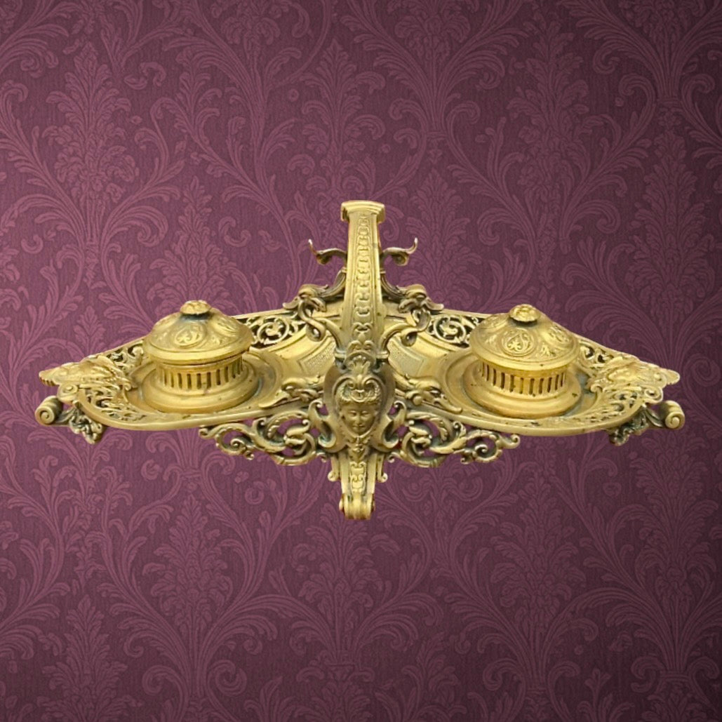 encrier-double-laiton-style-napoleonIII