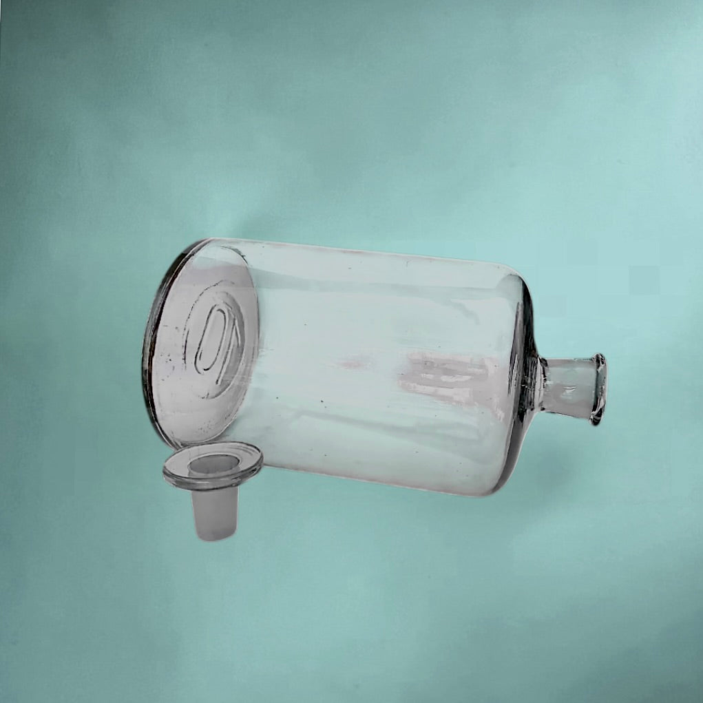 Grande Bouteille d’Apothicaire en Verre Transparent 10 Litres Bouchon d’Origine Verrerie Ancienne