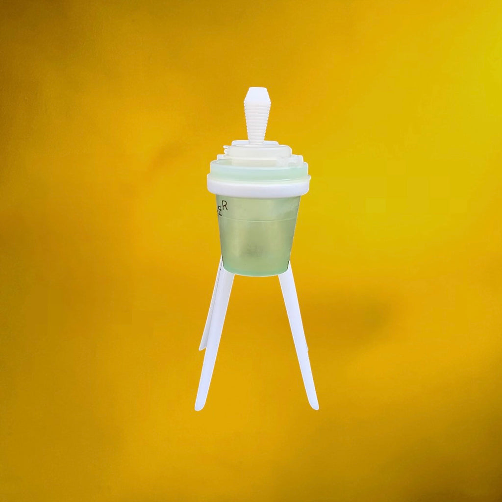 Ensemble Salière Poivrière Tupperware Style Atomique sur Support Plastique Blanc - Années 70