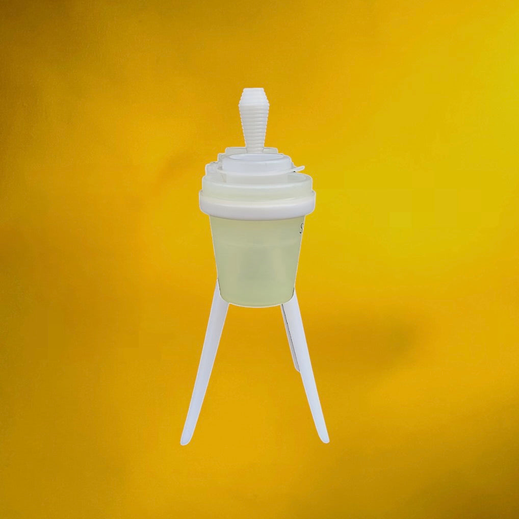 Ensemble Salière Poivrière Tupperware Style Atomique sur Support Plastique Blanc - Années 70