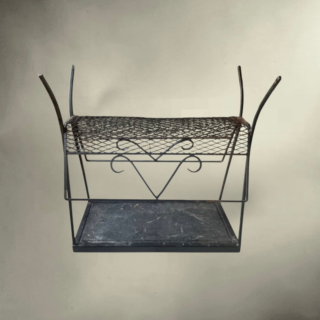 Table d’Appoint en Fer Forgé avec Porte-Revues et Plateau Mosaïque en Céramique - Années 60