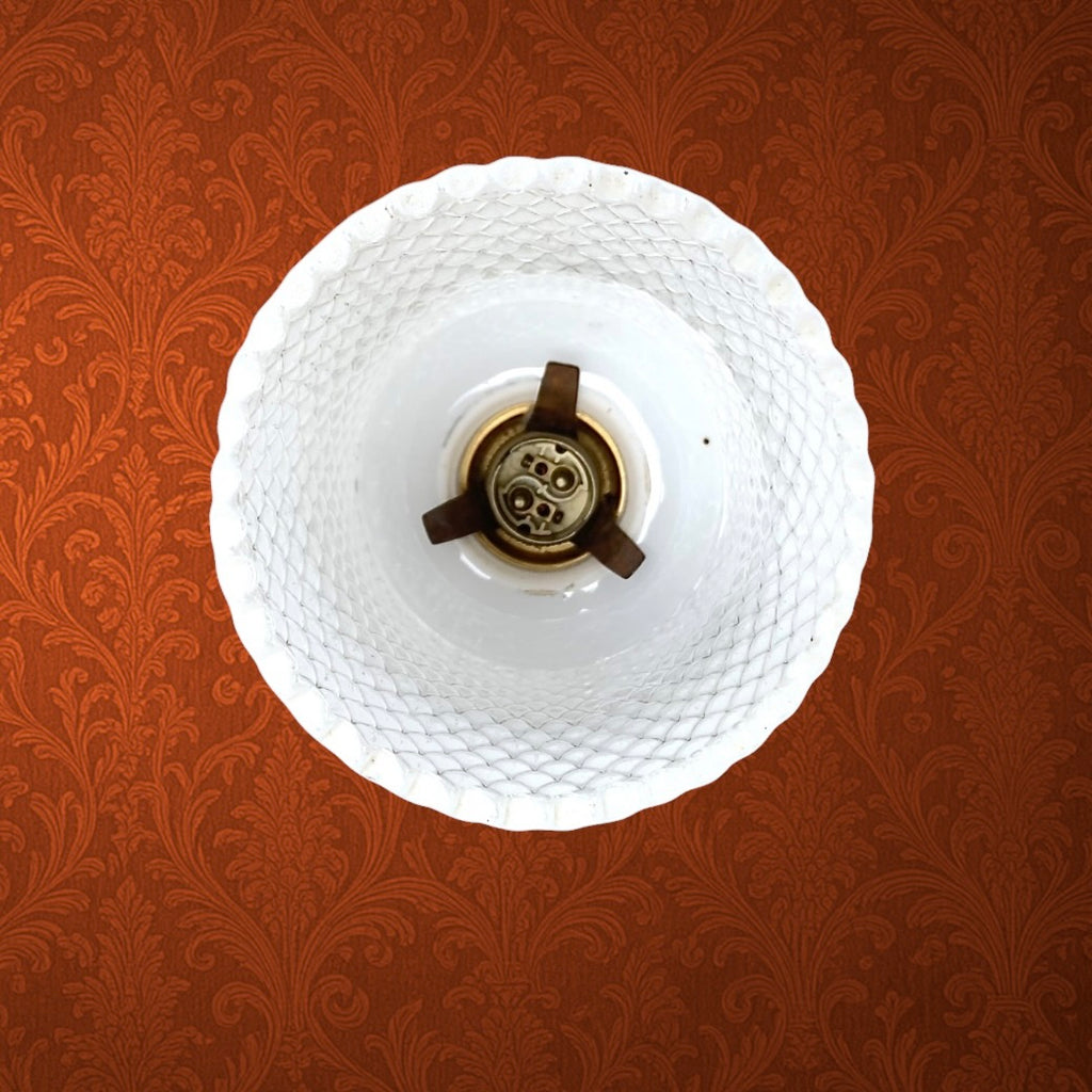 Lampe d’Appoint en Laiton Doré et Marbre Abat-Jour Verre Texturé - Années 60