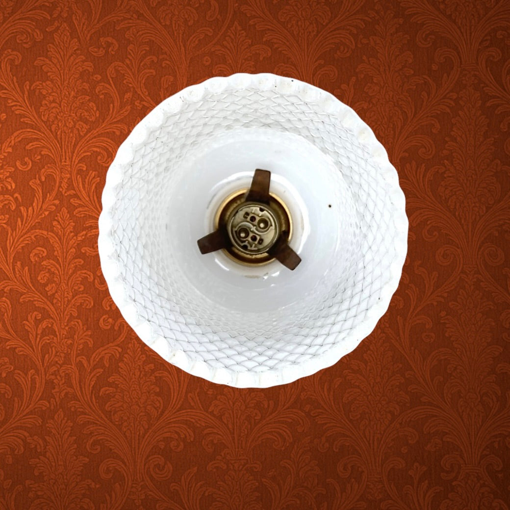 Lampe d’Appoint en Laiton Doré et Marbre Abat-Jour Verre Texturé - Années 60