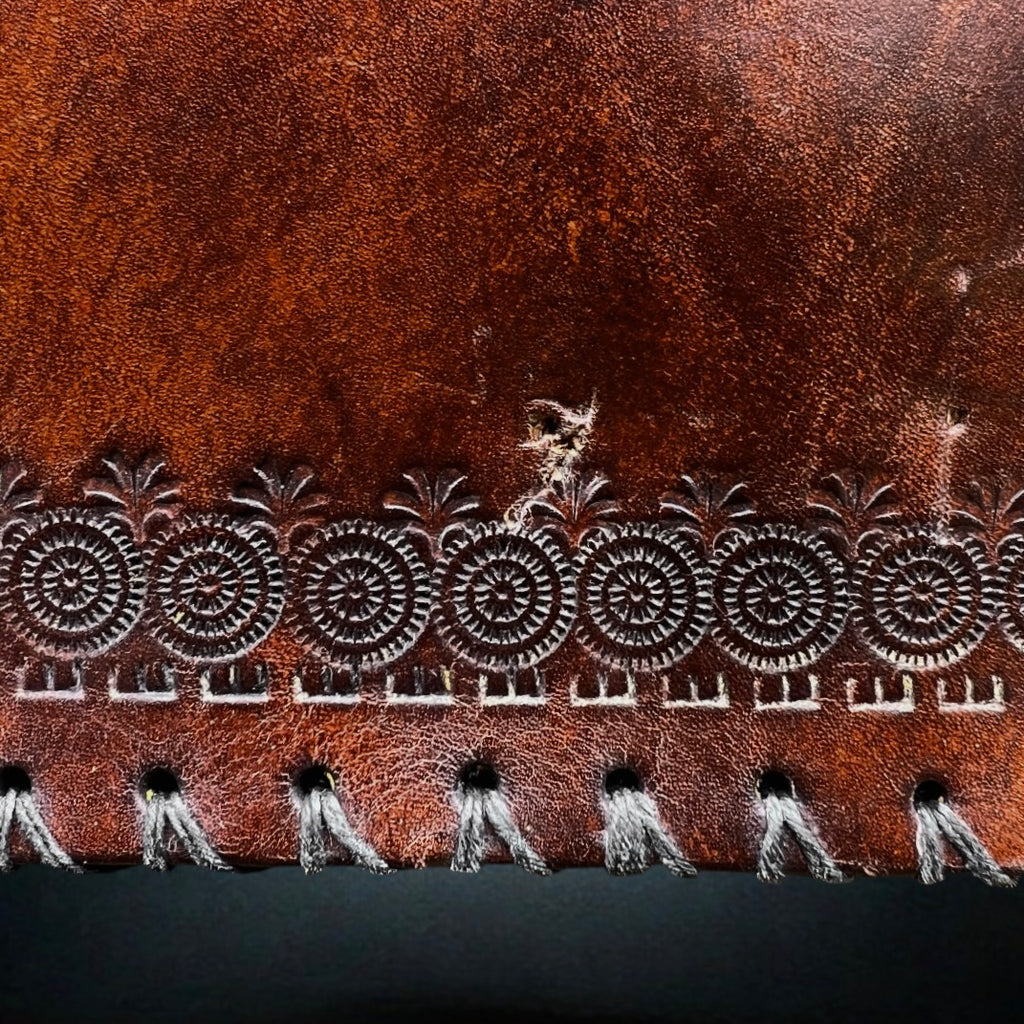 Ancien Sac en Cuir Estampé Espagne Elche Bandoulière Réglable Années 70