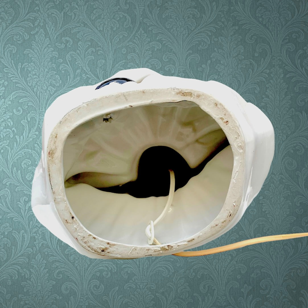 Ancien Pied De Lampe Colombine En Céramique Vernissée - Années 50 60 Figuratif