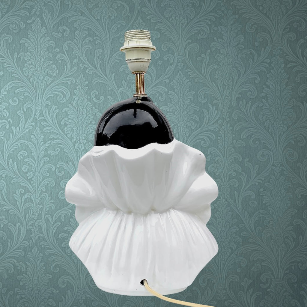 Ancien Pied De Lampe Colombine En Céramique Vernissée - Années 50 60 Figuratif