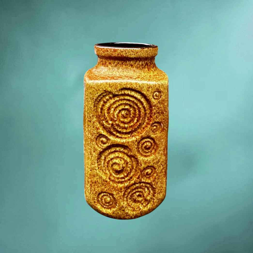 Vase Scheurich 282-20 En Céramique Décor Spirales - Années 70 - Allemagne De L’Ouest