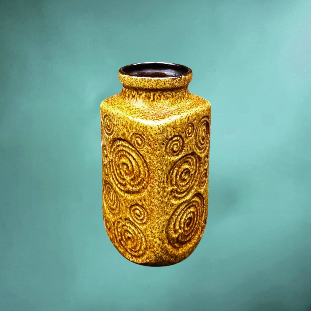 Vase Scheurich 282-20 En Céramique Décor Spirales - Années 70 - Allemagne De L’Ouest
