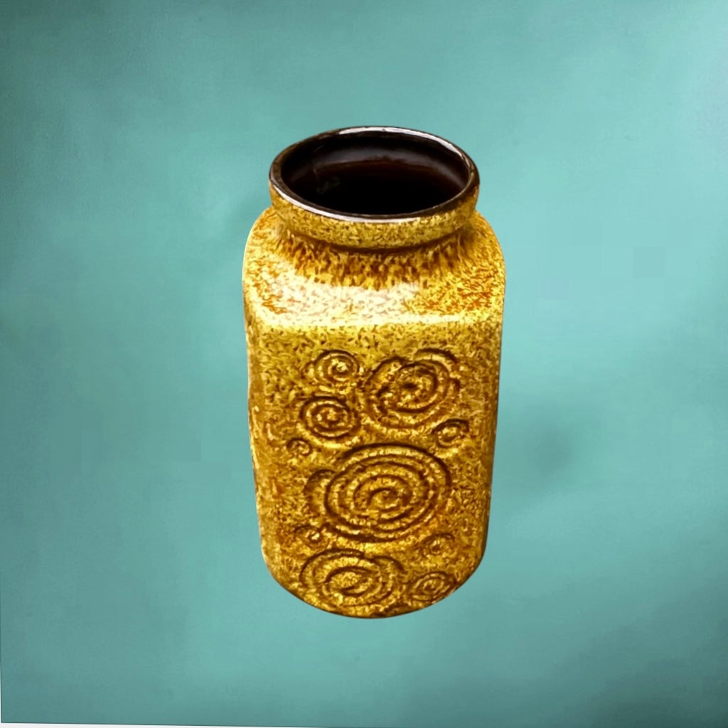 Vase Scheurich 282-20 En Céramique Décor Spirales - Années 70 - Allemagne De L’Ouest