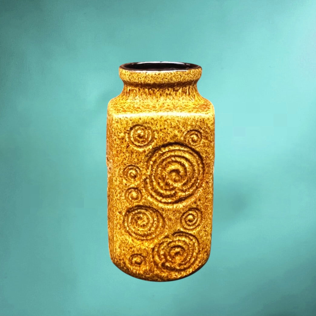 Vase Scheurich 282-20 En Céramique Décor Spirales - Années 70 - Allemagne De L’Ouest