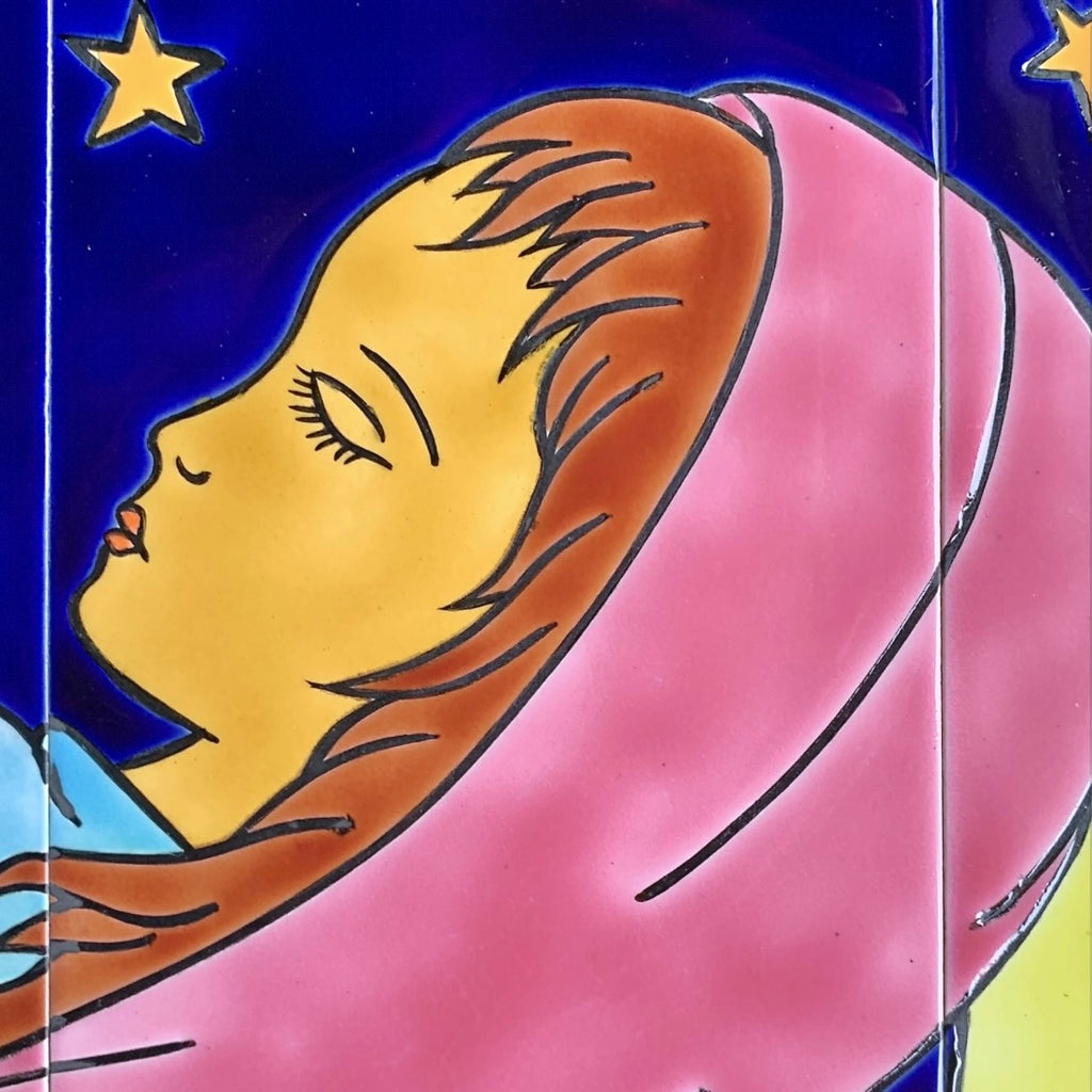 Plaque Murale en Céramique Peinte Vierge à l’Enfant Signée Bayer - Belgique - Années 60