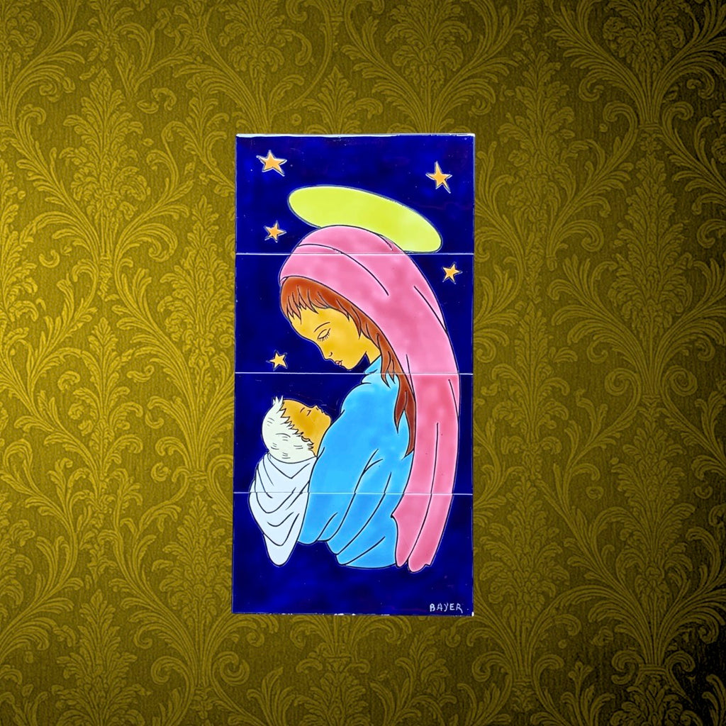 plaque-murale-ceramique-vierge-enfant-bayer